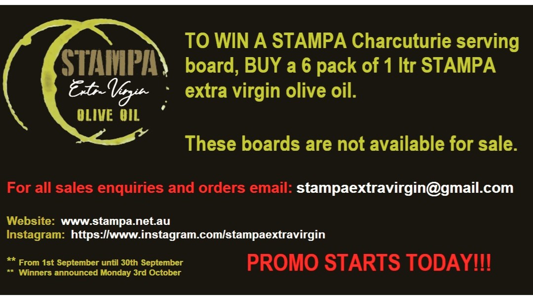 BUY A SIX PACK TODAY FOR YOUR CHANCE TO WIN ! Purchases from 1st September to 30th September will enter you in the draw. 
Email your order to: stampaextravirgin@gmail.com 

#win #eat #eathealth #food #fooporn #eatclean