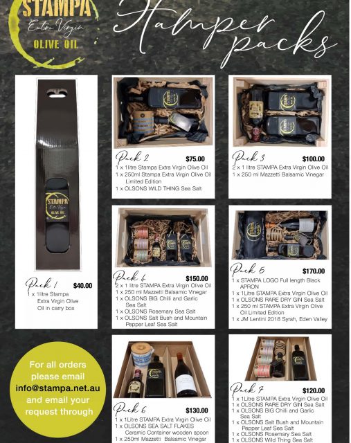 STAMPA hamper packs now available for Christmas. Place your order today info@stampa.net.au 

#eat #eatmelbourne #foodie #eatorganic #artisanfood #oliveoil #eathealthy